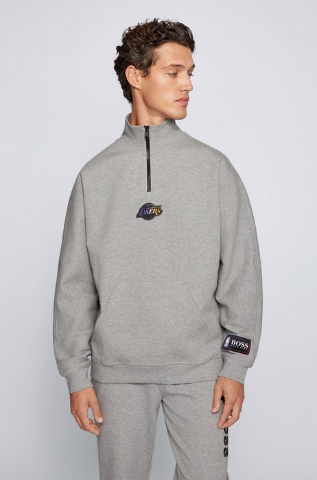 BOSS x NBA zip-neck sweatshirt with collaborative branding, NBA Lakers