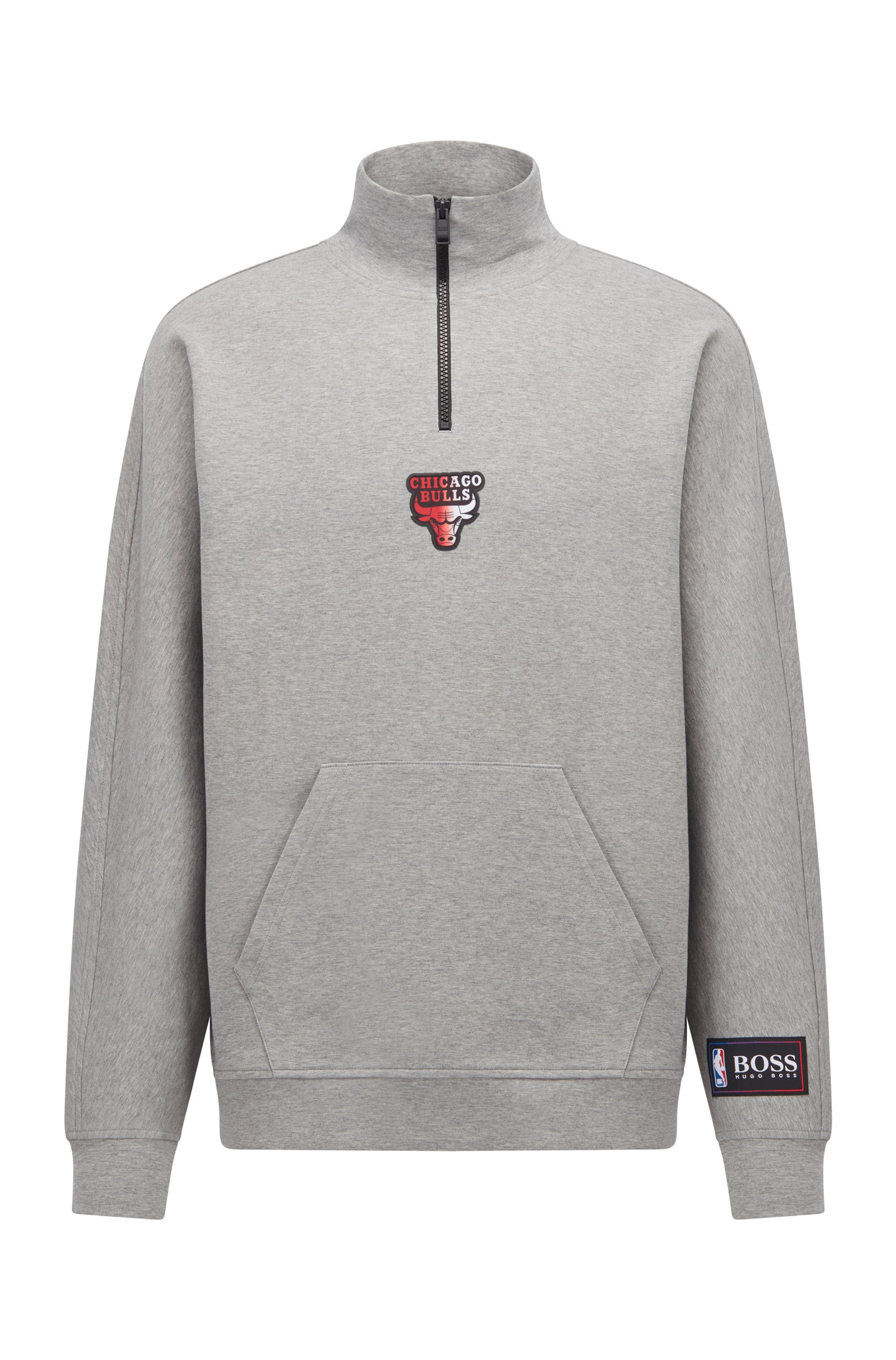 BOSS x NBA zip-neck sweatshirt with collaborative branding, NBA Bulls