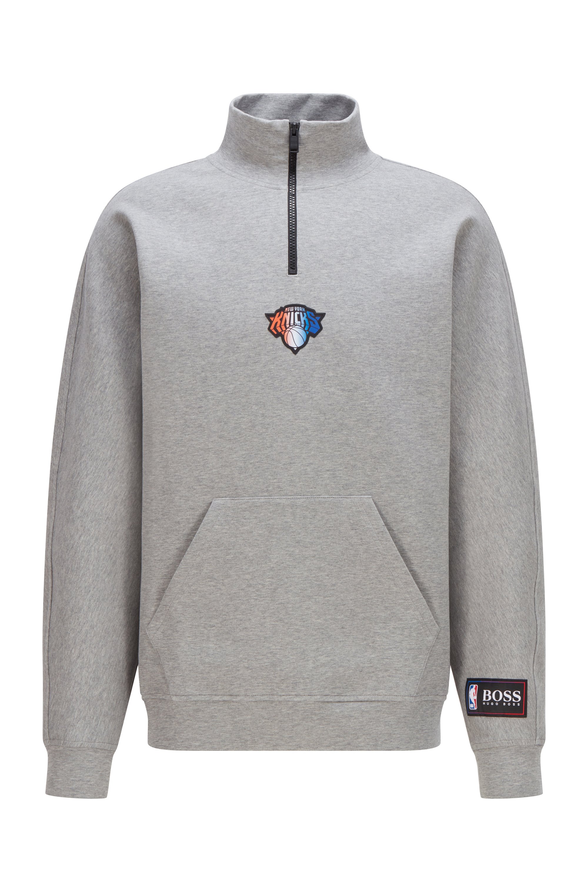 BOSS x NBA zip-neck sweatshirt with collaborative branding, NBA Knicks