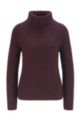 Ribbed sweater with high neckline in regular fit, Dark Red