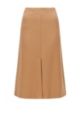 Wool-blend midi skirt in a slim fit, Light Brown