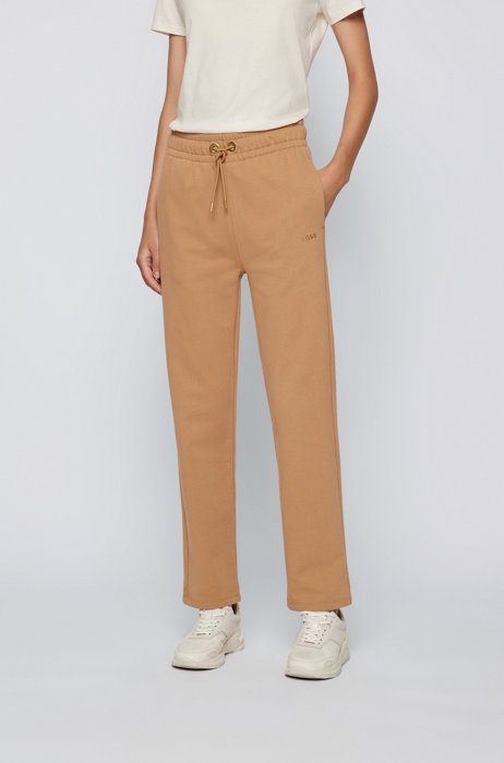 Regular-fit tracksuit bottoms with gold-effect trims, Beige