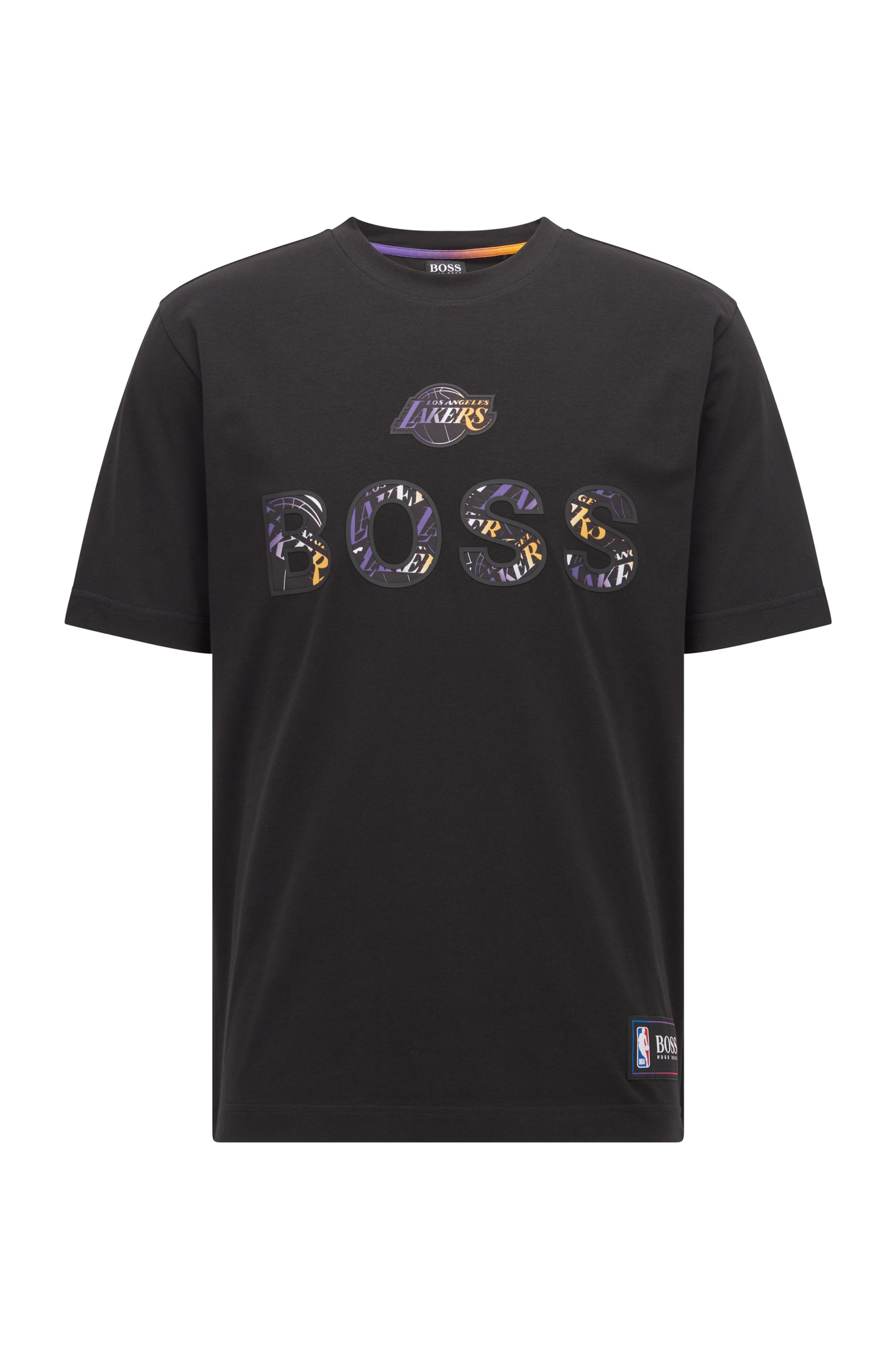 BOSS x NBA stretch-cotton T-shirt with colorful branding, NBA Lakers