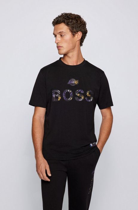 BOSS x NBA stretch-cotton T-shirt with colourful branding, NBA Lakers