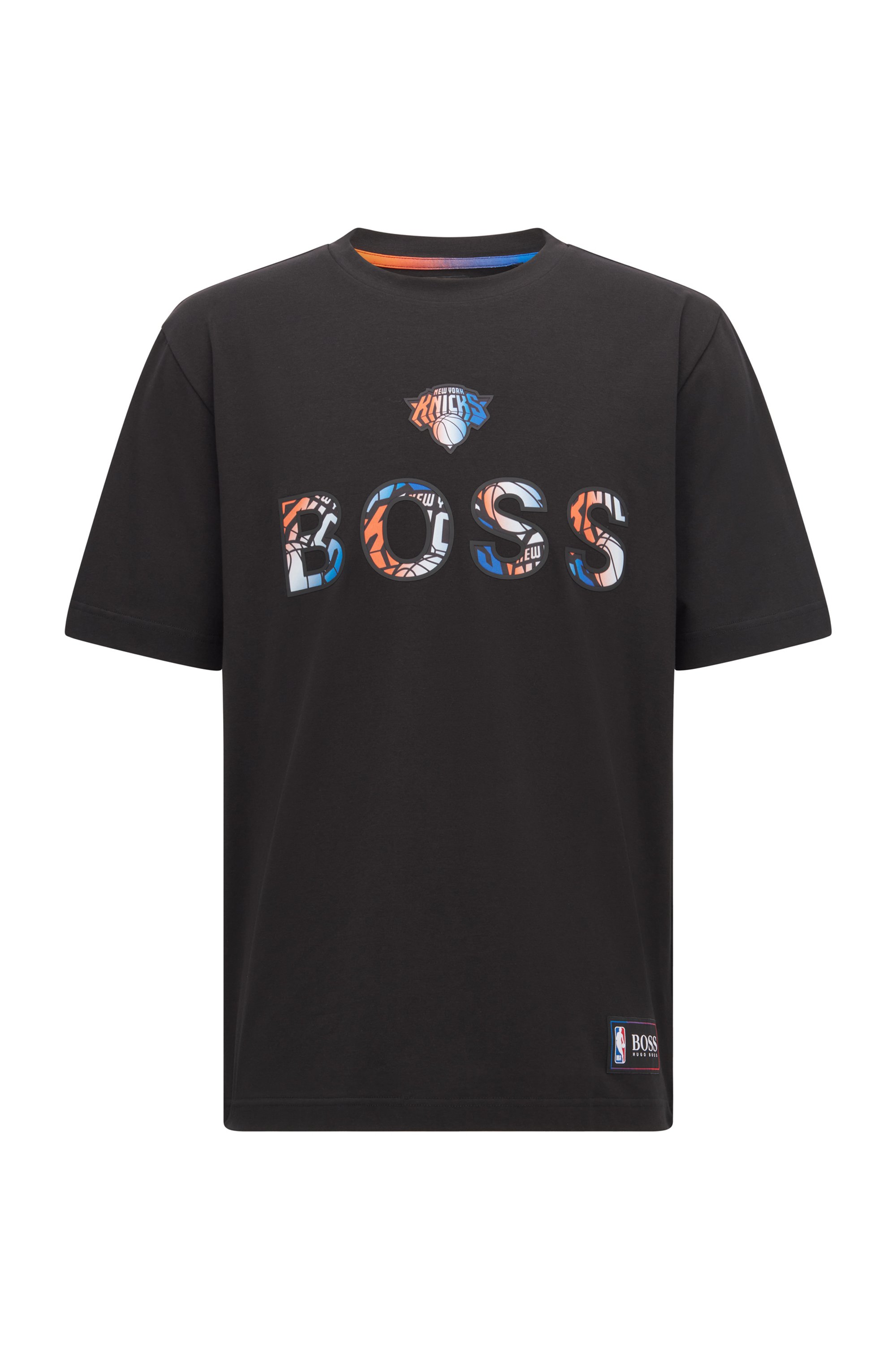 BOSS x NBA stretch-cotton T-shirt with colorful branding, NBA Knicks