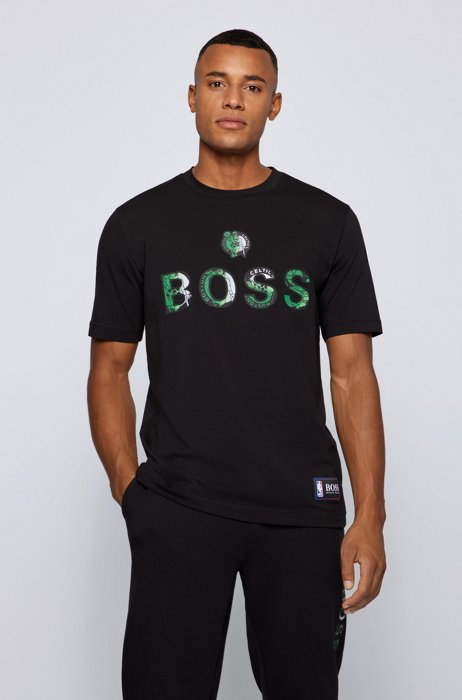 BOSS x NBA stretch-cotton T-shirt with colorful branding, NBA CELTICS