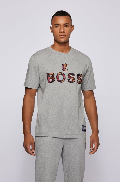 BOSS x NBA stretch-cotton T-shirt with colorful branding, NBA MIAMI HEAT