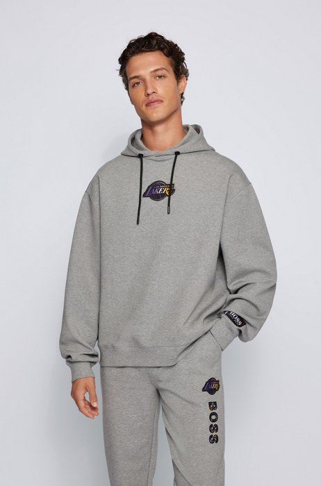 BOSS x NBA cotton-blend hoodie with coordinating logos, NBA Lakers