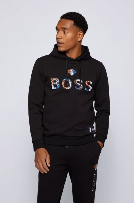 BOSS x NBA cotton-blend hoodie with colourful branding, NBA Knicks