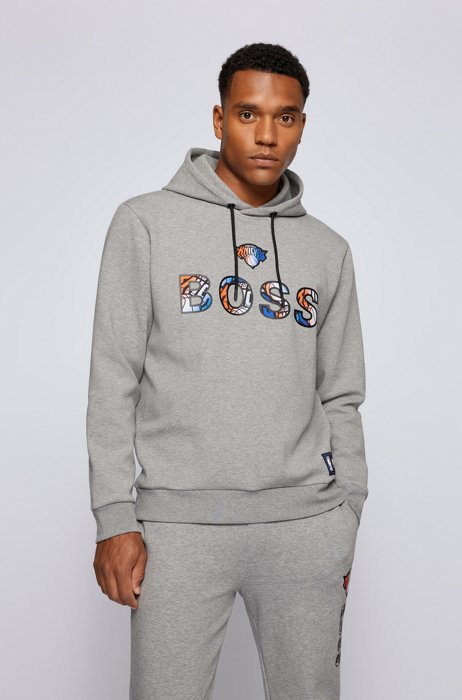 BOSS x NBA cotton-blend hoodie with colorful branding, NBA Knicks
