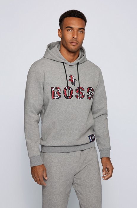 BOSS x NBA cotton-blend hoodie with colorful branding, NBA ROCKETS