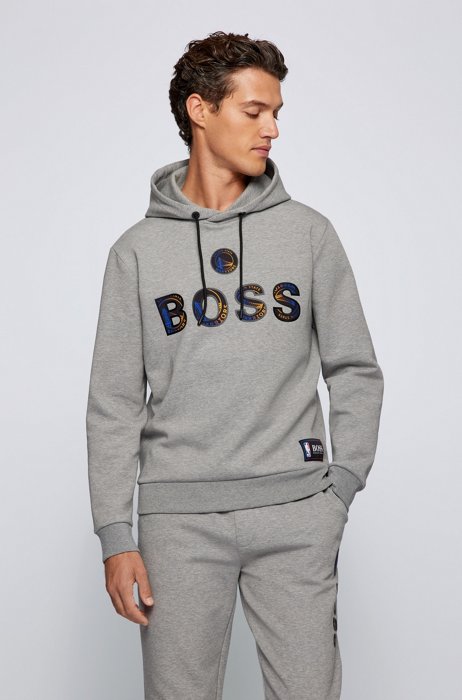 BOSS x NBA cotton-blend hoodie with colorful branding, NBA WARRIORS