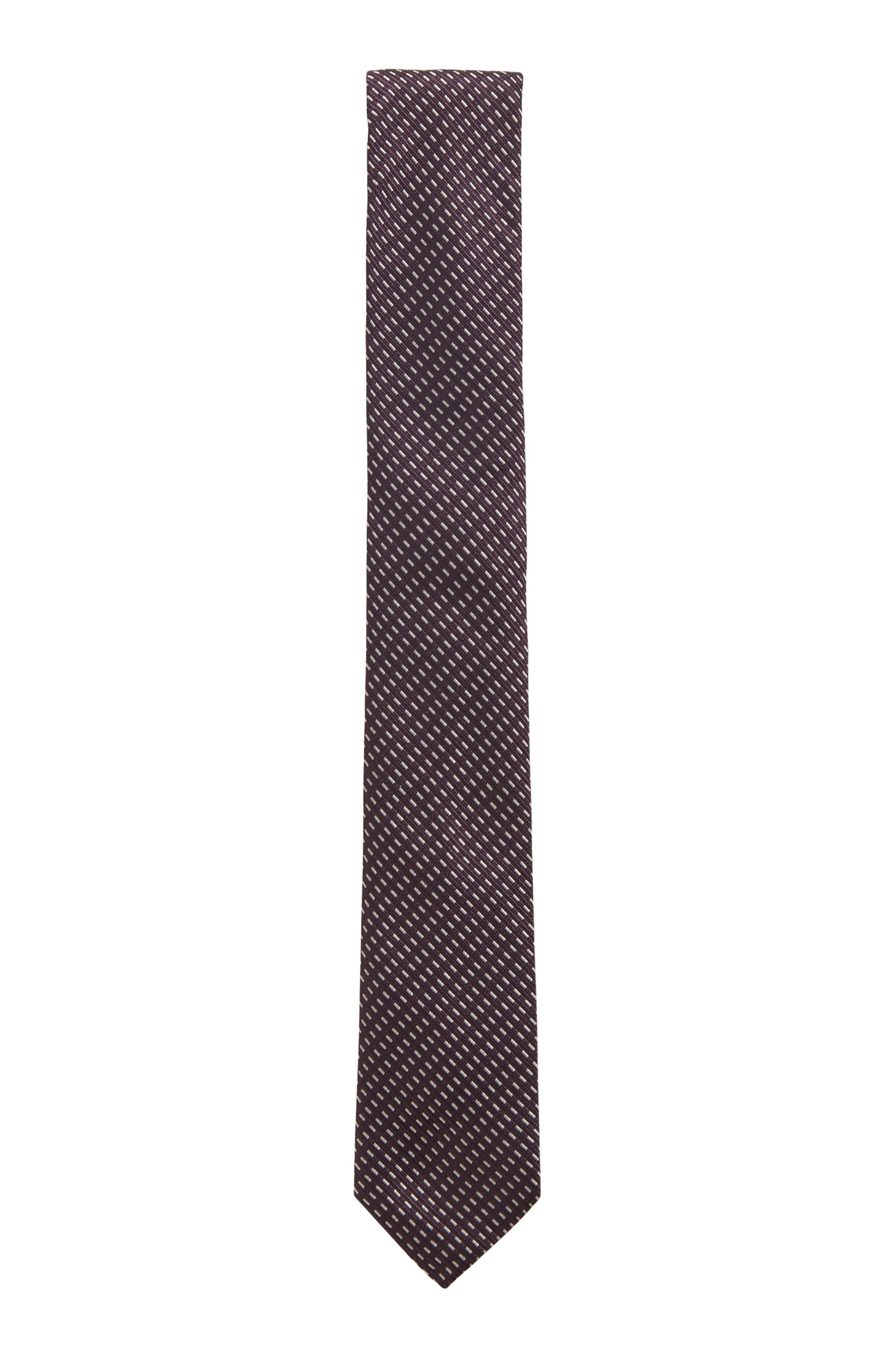 Patterned Italian-made tie in silk jacquard, Purple