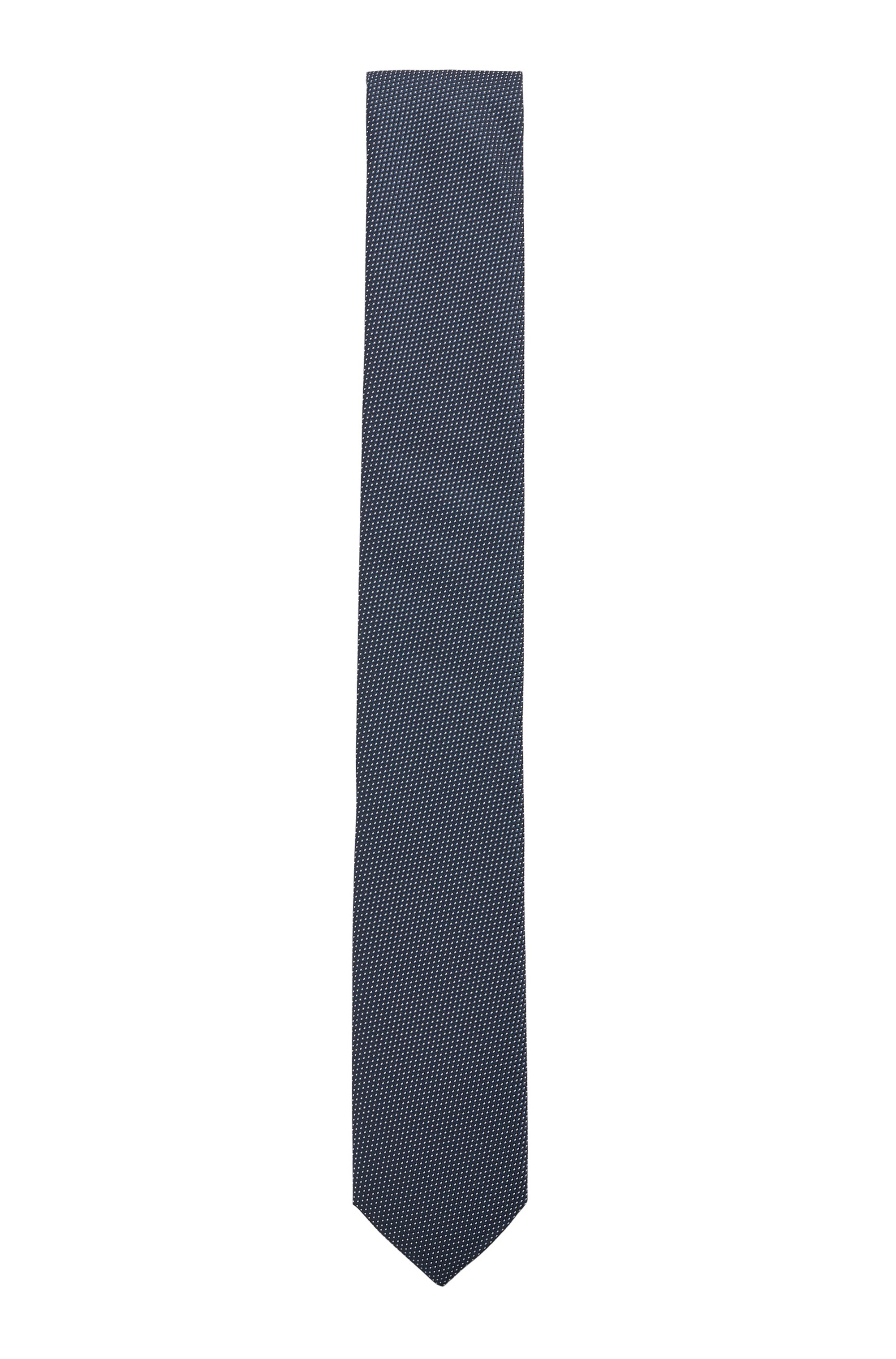 Micro-patterned tie in crease-resistant jacquard fabric, White