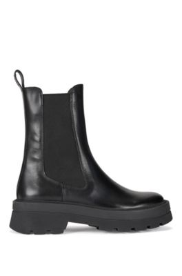 Introduce Napier Stereotype BOSS - Italian-leather Chelsea boots with rubber lug sole