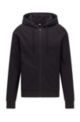 Cotton-blend zip-up hoodie with logo tape sleeves, Black