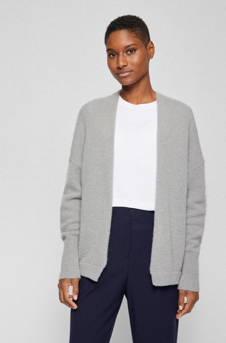 Relaxed-fit cardigan with edge-to-edge front, Grey