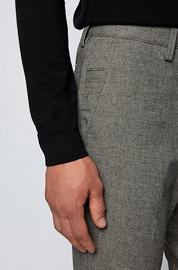 BOSS 博斯缉面线细节设计 mouliné 面料修身长裤,  030_Medium Grey