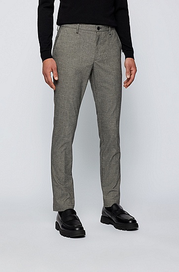缉面线细节设计 mouliné 面料修身长裤,  030_Medium Grey