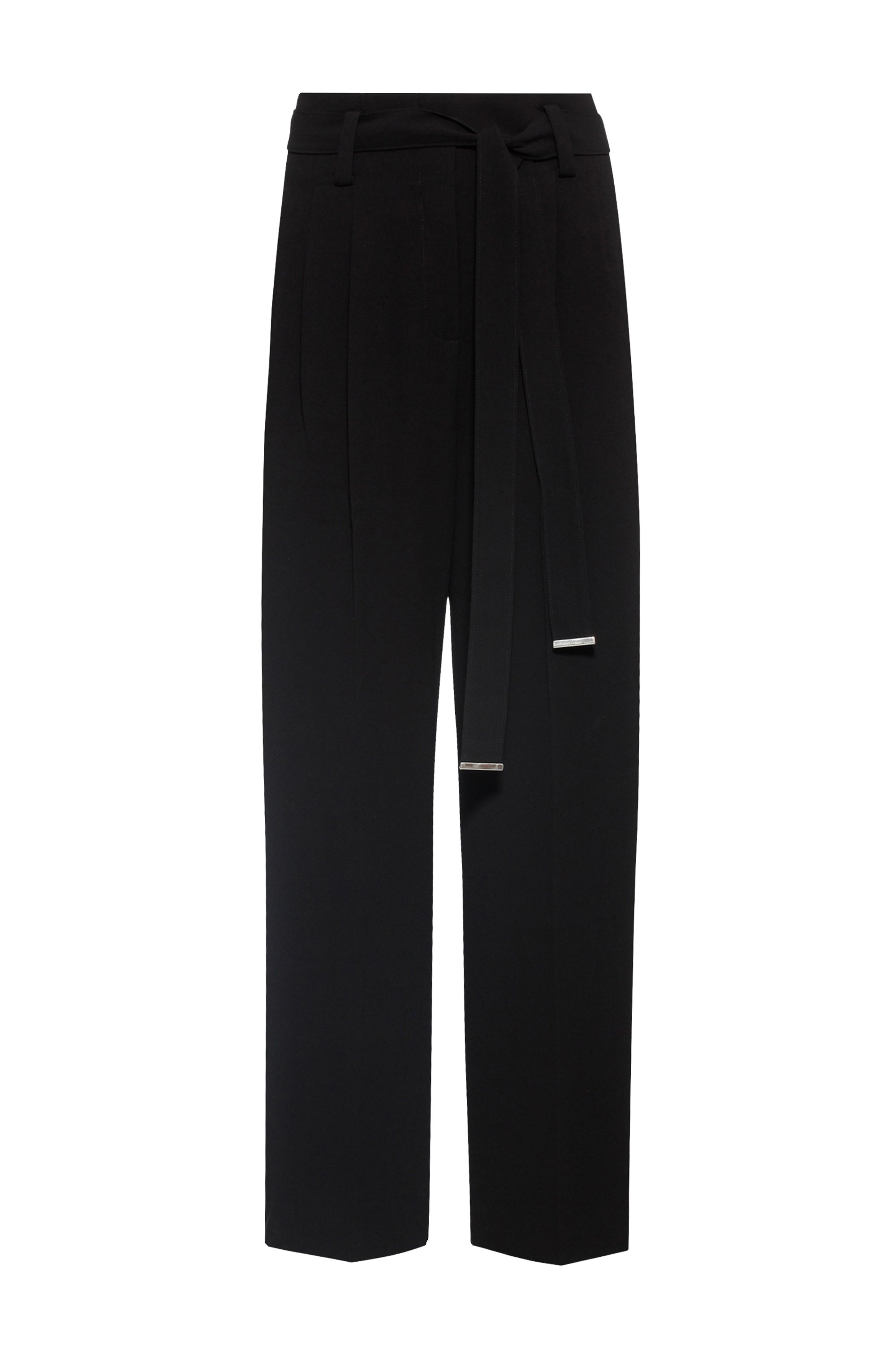 Relaxed-fit cropped trousers in crepe georgette, Black
