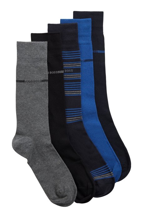 Mittelhohe Socken aus Baumwoll-Mix im Fünfer-Pack, Gemustert