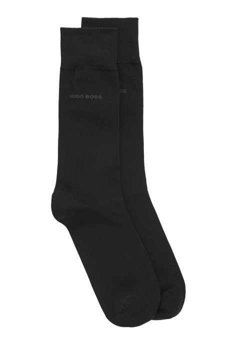 Two-pack of regular-length socks in zip-up bag, Black