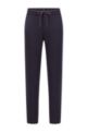Tapered-fit trousers in melange jersey with stretch, Dark Blue
