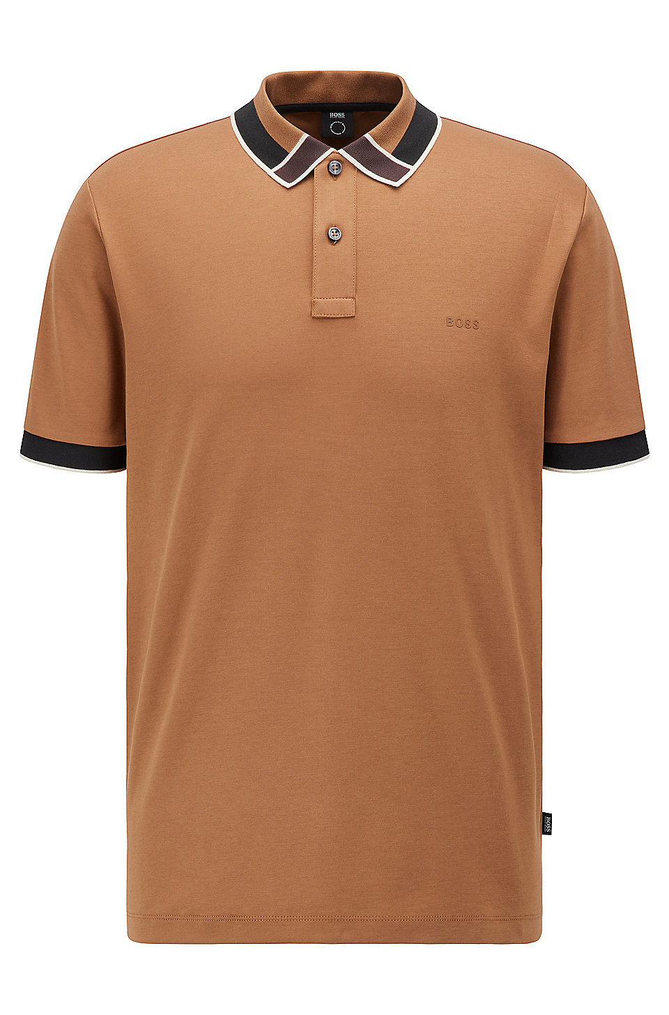 Boss Interlock Cotton Polo Shirt With, Brown And Orange Rugby Shirt