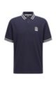 Cotton-piqué polo shirt with logo patch, Dark Blue