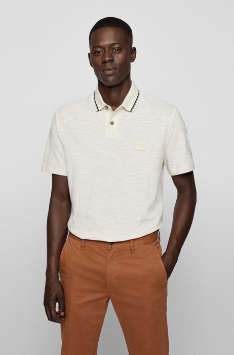 Regular-fit polo shirt in two-tone jersey, White