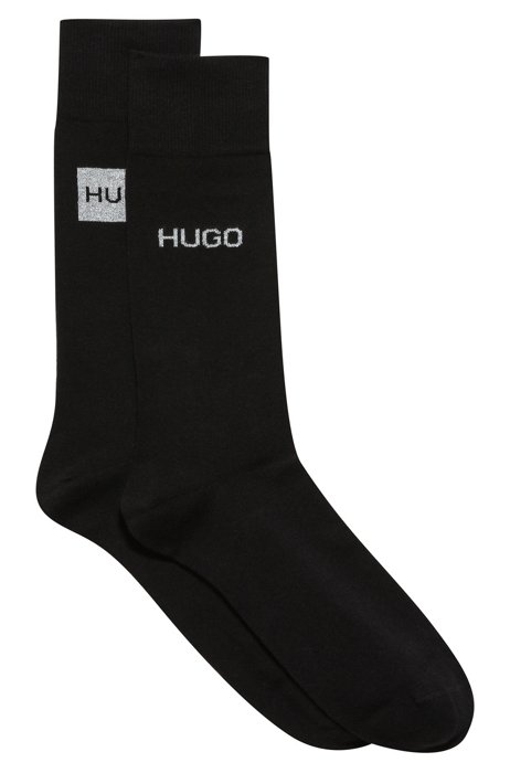 Two-pack of regular-length logo socks, Black