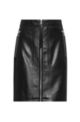Regular-fit skirt in leather with zipped details, Black