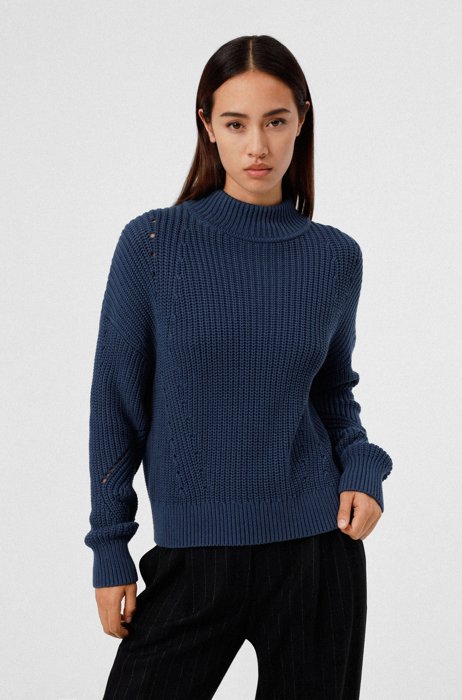 Relaxed-fit sweater in organic cotton, Blue