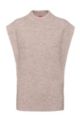 Relaxed-fit sleeveless knitted top with mock neck, Light Brown