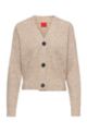Relaxed-fit cardigan with contrast buttons, Light Brown