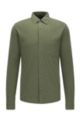 Slim-fit shirt in garment-dyed cotton jersey, Green
