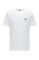 Camiseta de cuello redondo en algodón orgánico con parche de logo, Blanco