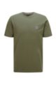 T-shirt en coton biologique à col rond et patch logo, Vert