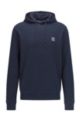 Sweater met capuchon en gemêleerde logopatch van sweatstof, Donkerblauw