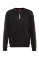 Interlock-cotton sweatshirt with cropped-logo trims, Black