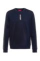 Interlock-cotton sweatshirt with cropped-logo trims, Dark Blue