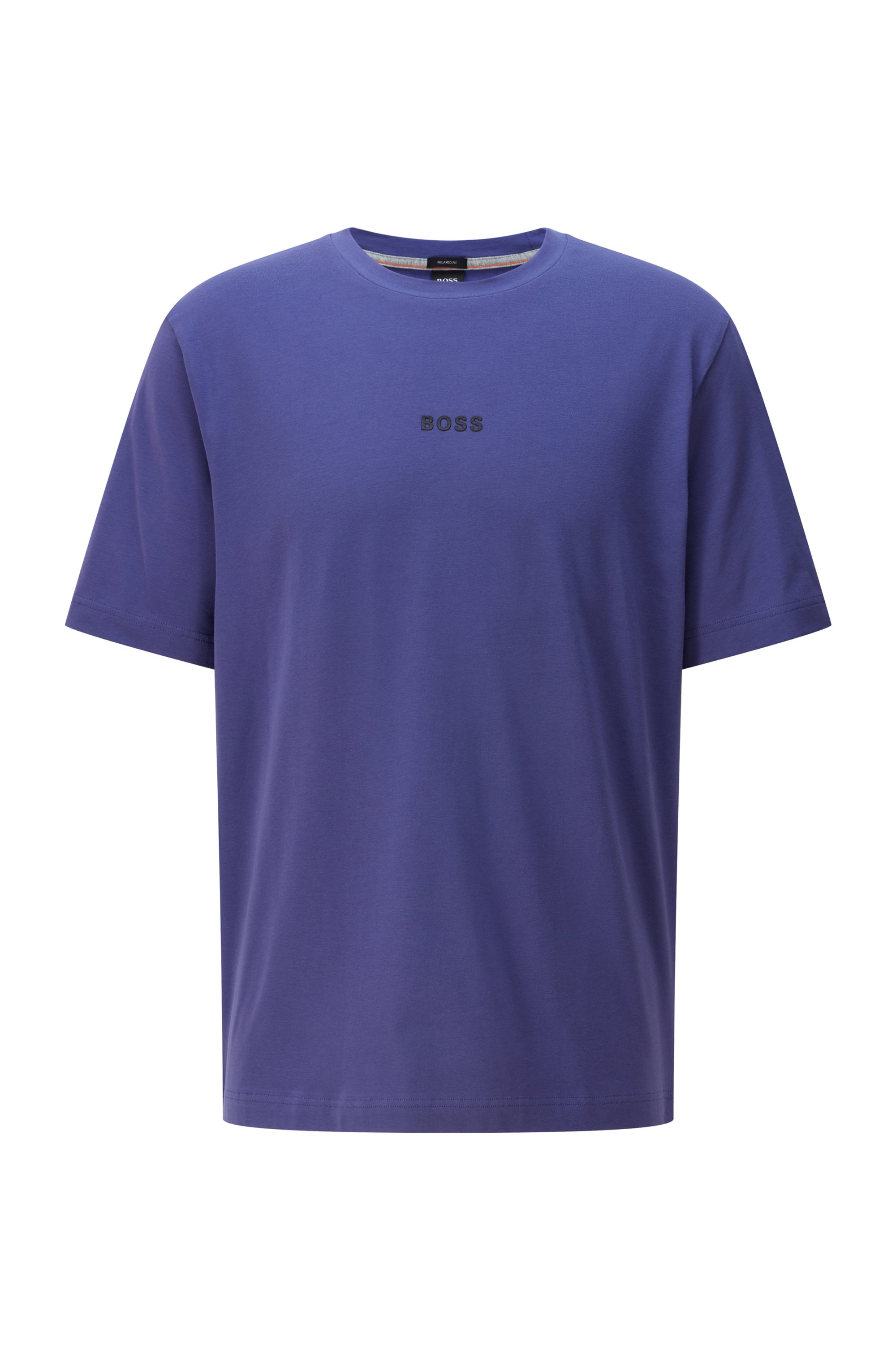 Relaxed-fit T-shirt in stretch cotton with logo print, Purple
