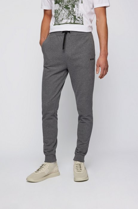 Cotton-blend tracksuit bottoms with logo detail, Grigio