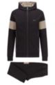 Cotton-blend tracksuit with contrast logos, Black