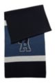 Tubular-knit striped scarf with exclusive logo, Dark Blue