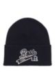 Ribbed beanie hat with exclusive logo, Dark Blue