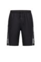 Slim-fit shorts with logo-tape inserts, Black