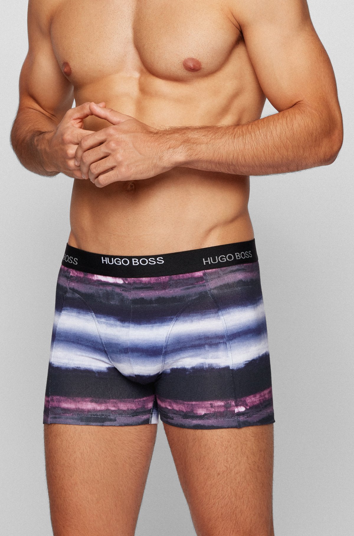 Two-pack of boxer briefs in stretch cotton, Patterned