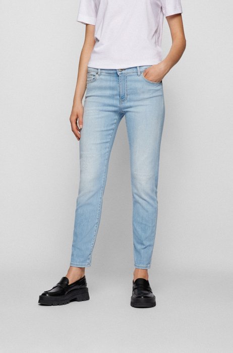 Slim-fit jeans in bright-blue power-stretch denim, Light Blue