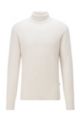 Rollneck sweater in ribbed merino wool, White